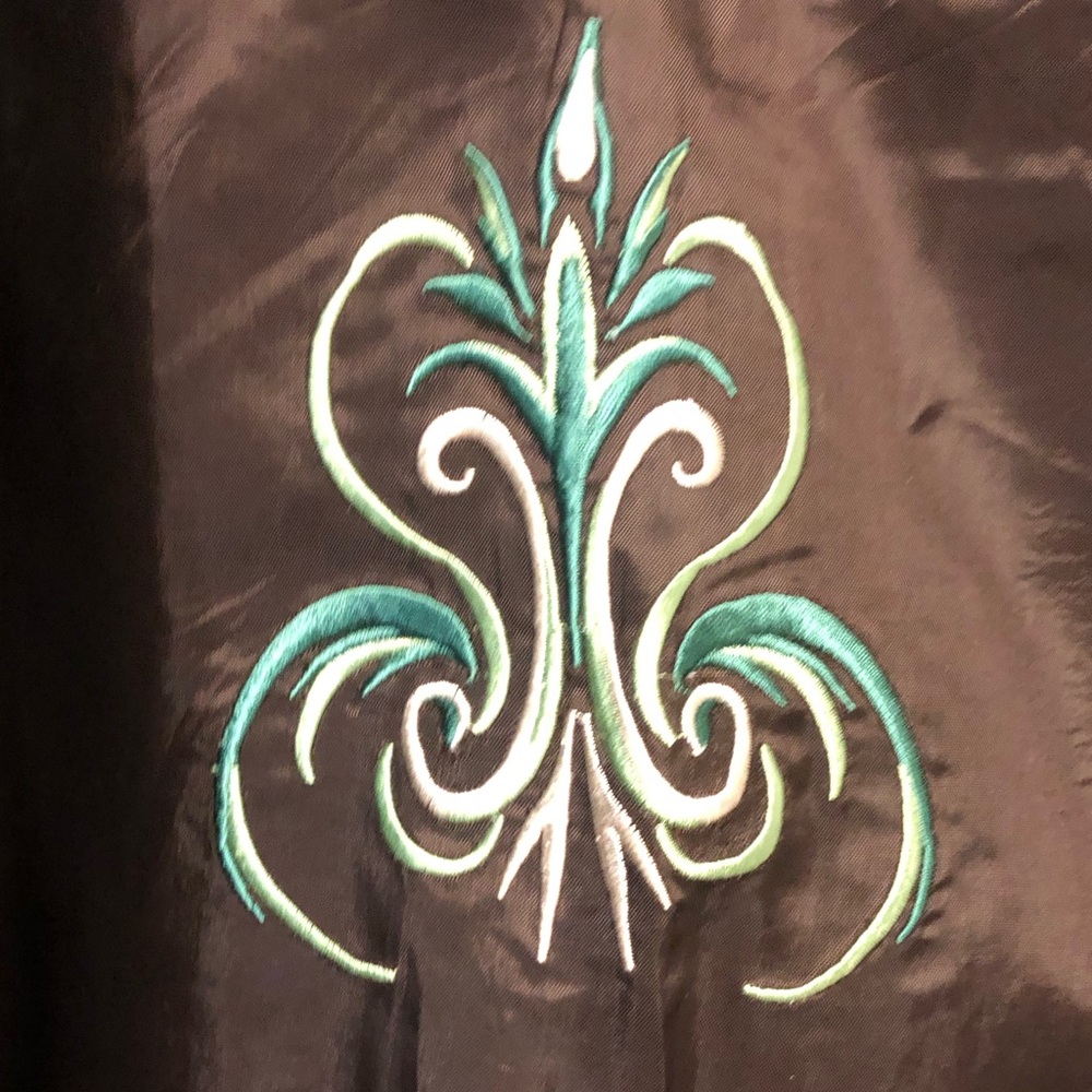 Central Park West Green Paisley Women's Jacket with Brown Trim - Picture 6 of 16